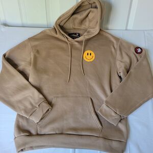 Canada Weathergear Hoodie Men’s XL Tan Smiley Face Patch Pullover Sweatshirt
